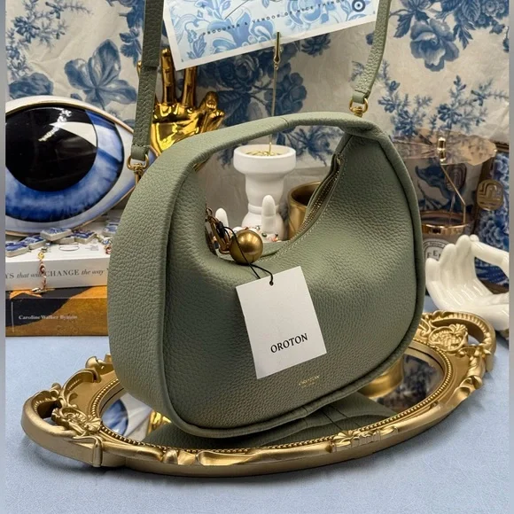 🆕 OROTON 🧿 NWT Clara Mini Convertible Crossbody Bag, Cactus Leather - Picture 5 of 15